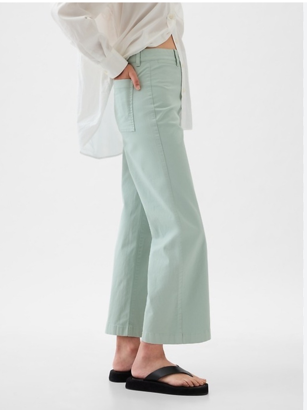 GAP Wide-Leg High Rise Stride Ankle Pants Light Mint 00 Jeans NEW Spring Preppy - Picture 3 of 8